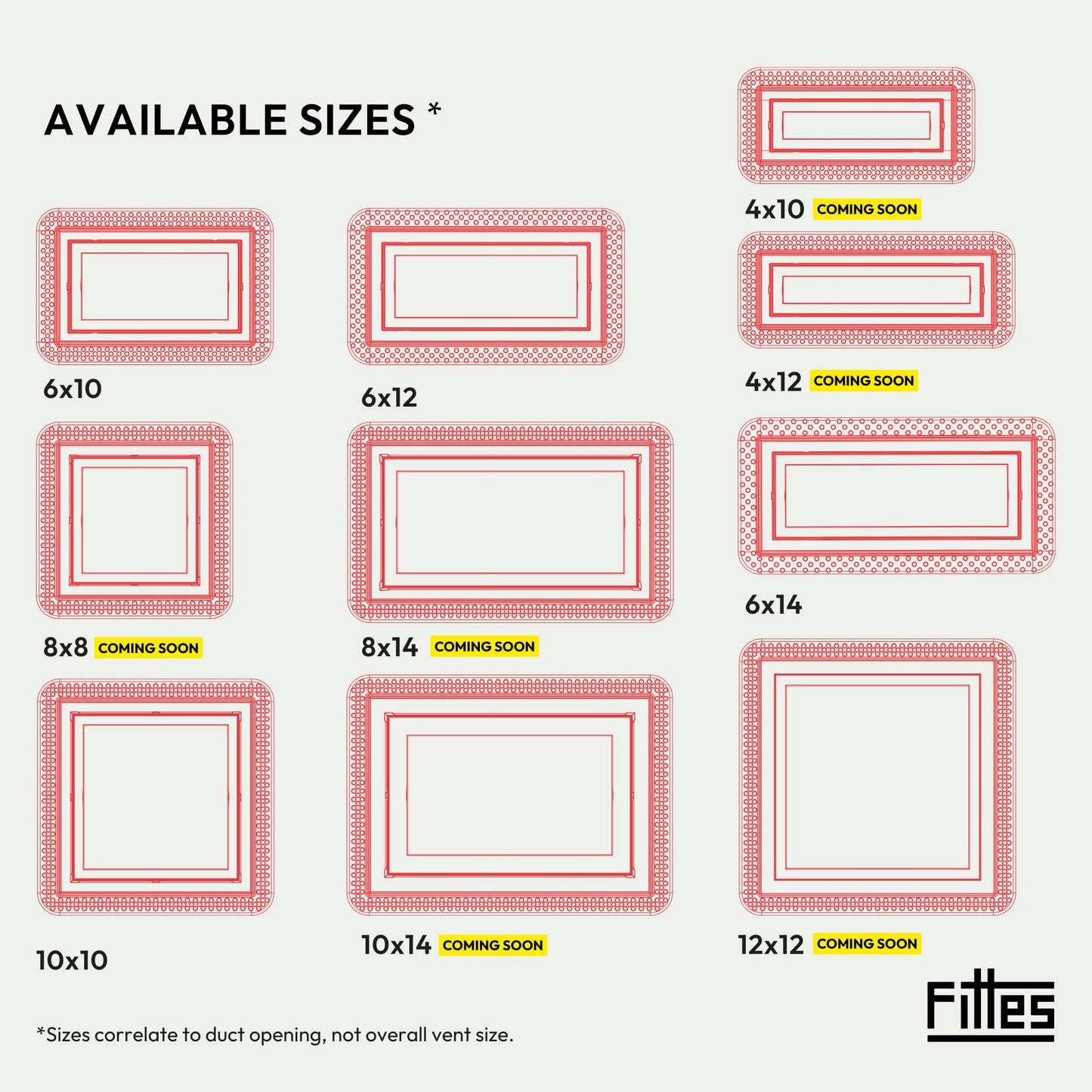 Fittes Flush Wall Vent [Lite+] - 10"x10" - Cotton White - 1 Pack