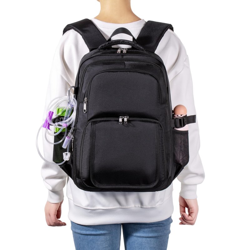 Feeding Tube Backpack for G J GJ Tube G tube Accessories Supplies Backpack for Enteral Feeding Pump Bags Fits 500ml to 1200ml for Adults (Black)
