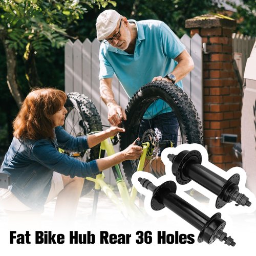 BuleVina Fat Tire Bike Wheel Part Hub, Rear Hub 195mm Front Hub 135mm 36 Holes Thread Cassette Disc Brake Cycling Accessories Through Axle Quick Release Aluminum Alloy Hubs for 26x4.0 Snow Bicycle