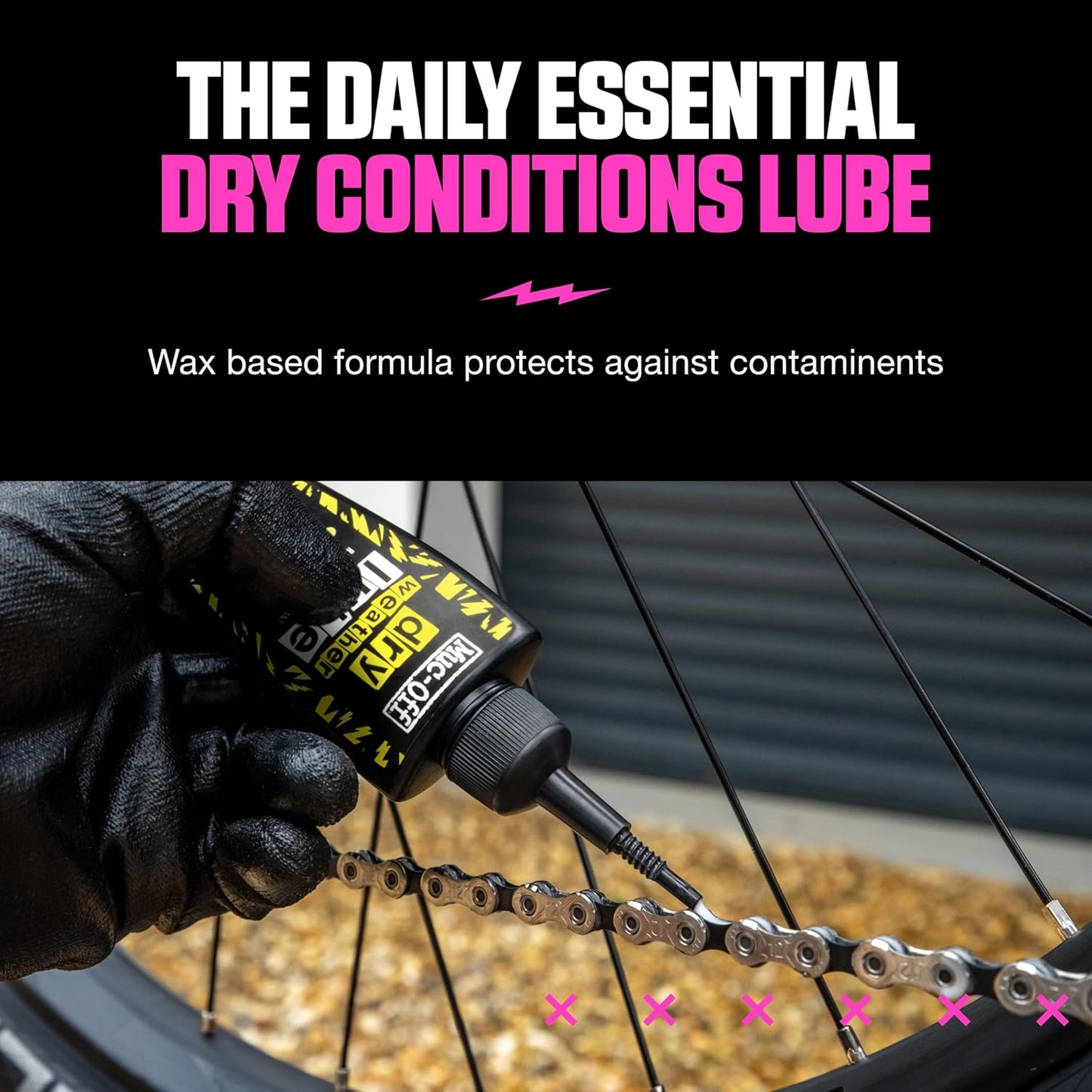 Muc-Off Bio Dry Bike Chain Lube - Wax-Based Formula for Smooth Shifts | Includes Microfiber Cloth