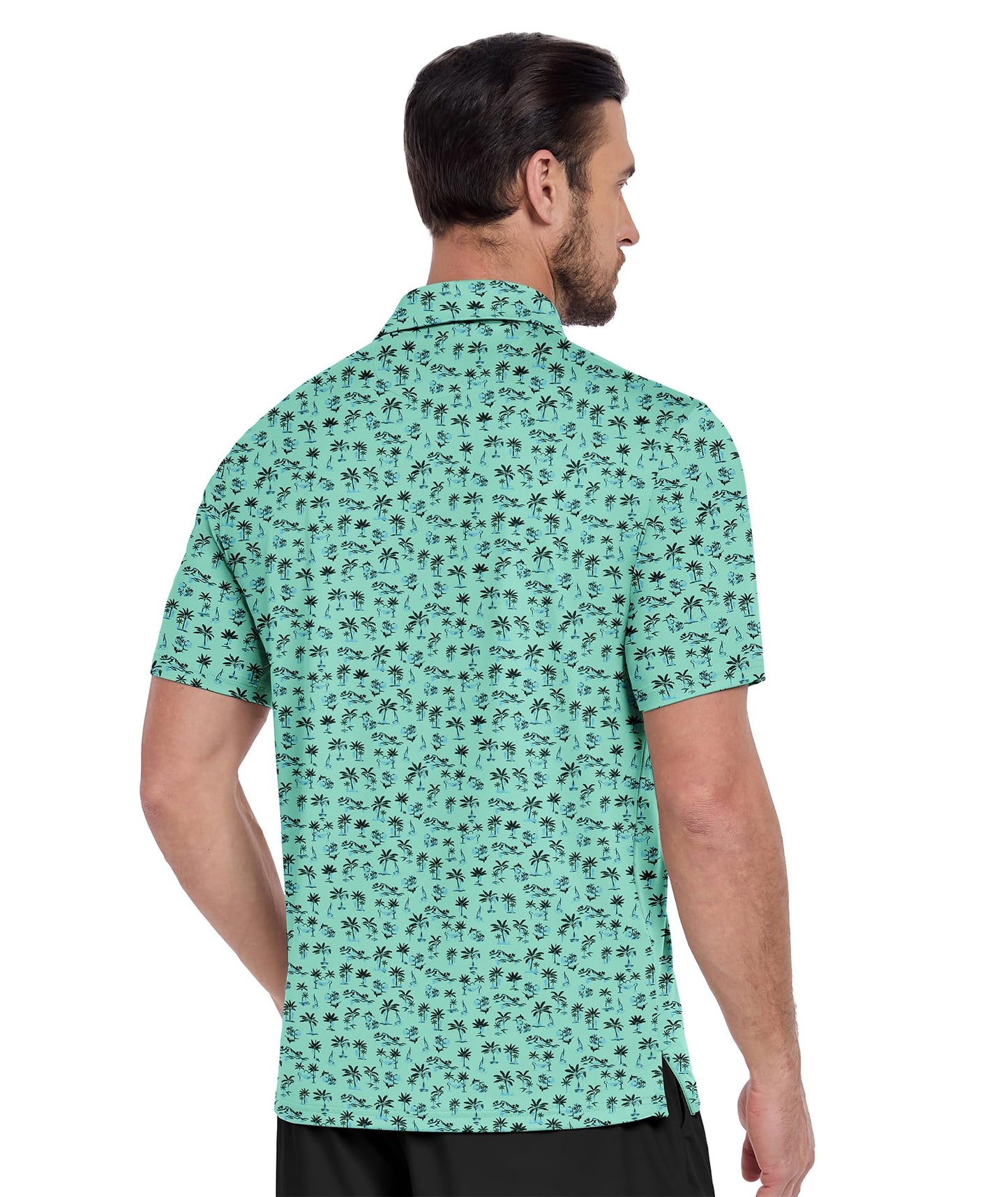 ZITY Men's Golf Shirts Short Sleeve Moisture Wicking Performance Print Patterns Casual Collared Golf Polo Shirt for Men
