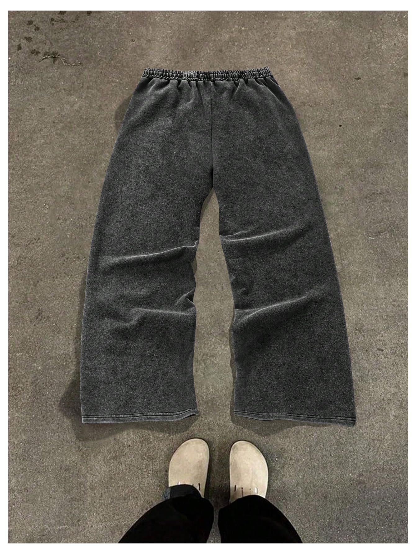 BEAUDRM Men's Striped Baggy Sweatpants Y2k Wide Leg Pants Drawstring Graphic Track Pant with Pockets Streetwear Black Large