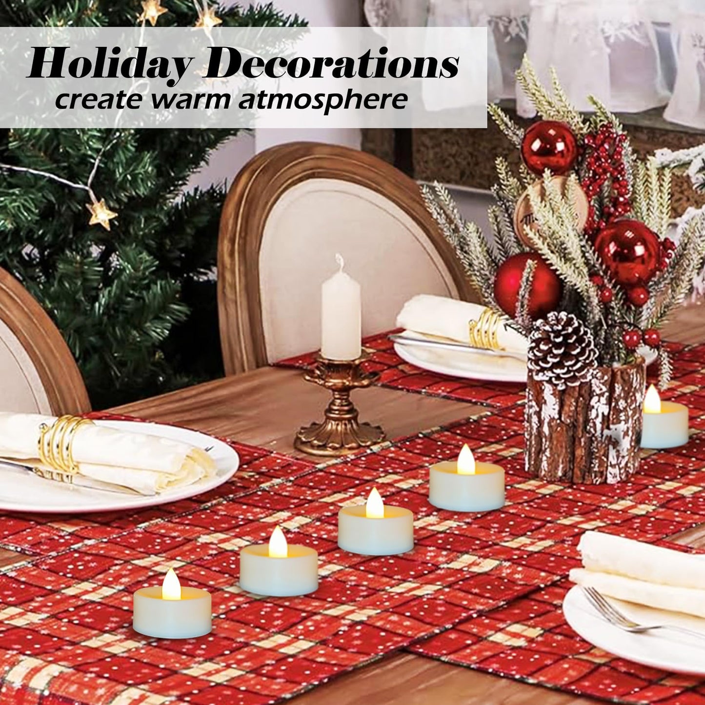 24 Pack Battery Operated Tea Lights Candles Flickering Flameless LED Lights, Long Lasting 200+ Hours Realistic Electric TeaLights Fake Plastic candles for Wedding, Centerpieces, Halloween, Christmas