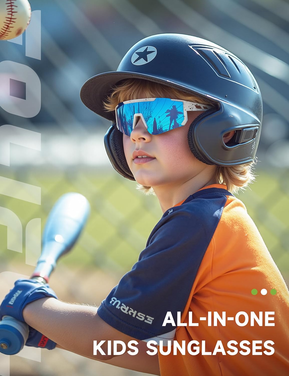 Skiennix Kids Polarized Baseball Sunglasses - UV Protection Sports Eyewear for Ages 3-12 | Softball & Cycling