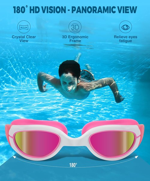 Aegend Swim Goggles - Polarized Anti-Fog UV Protection for Kids Ages 6-11 | Perfect for Boys & Girls