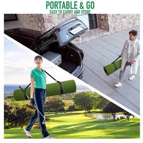 Golf Mat, 31MM 5x4ft Dense Elite Golf Hitting Mats Practice with 9 Balls, 9 Tees, PE Grass Heavy Duty Artificial Hitting Training Matt for Backyard Driving Chipping Indoor Outdoor Simulators