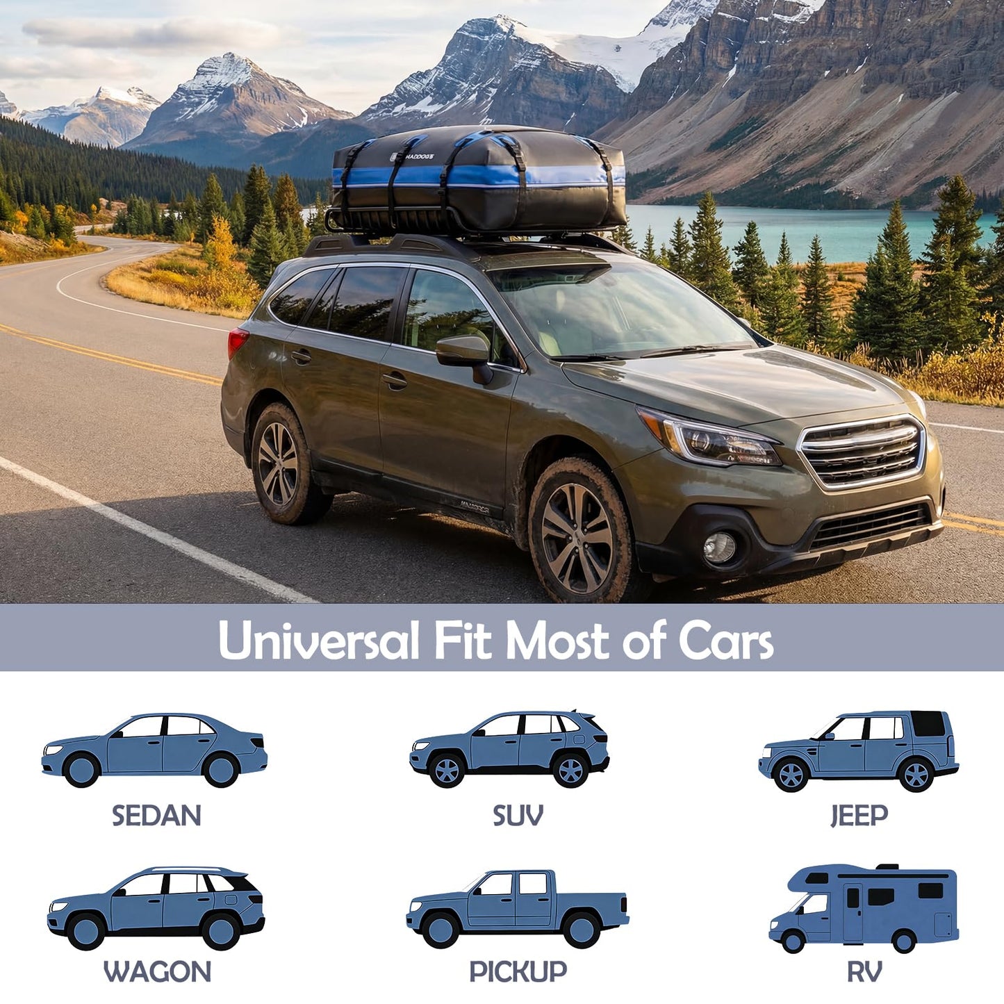 MD MADOATS Rooftop Cargo Carrier, 22 Cubic Ft Car Roof Cargo Carrier for All Vehicles, 840D Waterproof Car Top Carrier with Anti-Slip Mat, 6 Hooks, Storage Bag,Zipper Lock for Tripping & Moving - Blue