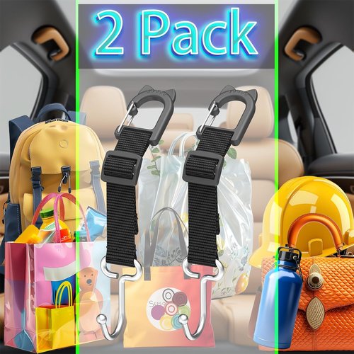 Car Headrest Hooks by [Brand Name] - Heavy Duty Metal Seat Hooks for Purses & Bags - 100 LBS Load Capacity