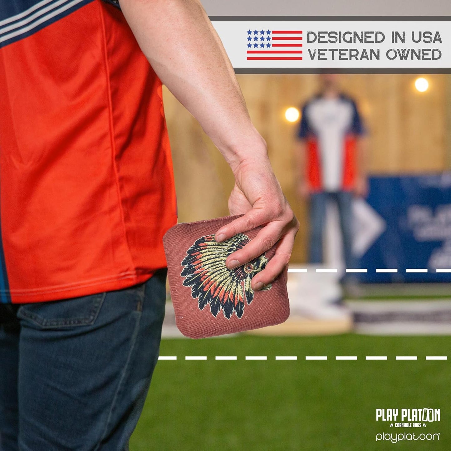 Play Platoon Cornhole Bags Set of 8 | Regulation Professional Weight | Double-Sided Slick & Stick Design