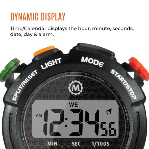 Marathon Adanac 8000 Professional Digital Stopwatch with Touch Feedback, Black, Black