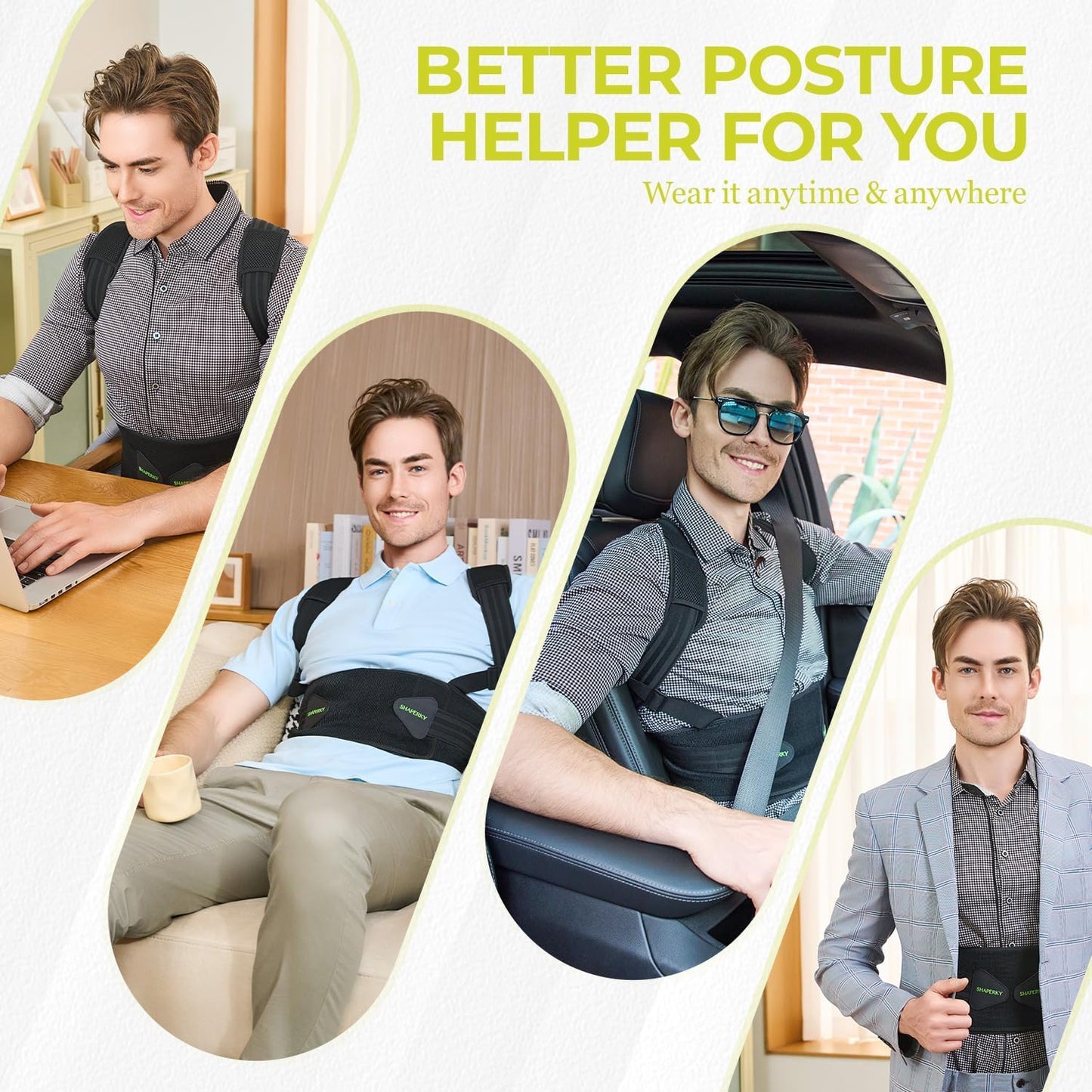 SHAPERKY Posture Corrector for Women and Men - Adjustable Upper Back Brace - Breathable Back Support straightener - Providing Pain Relief from Lumbar&Shoulder (L-XL)