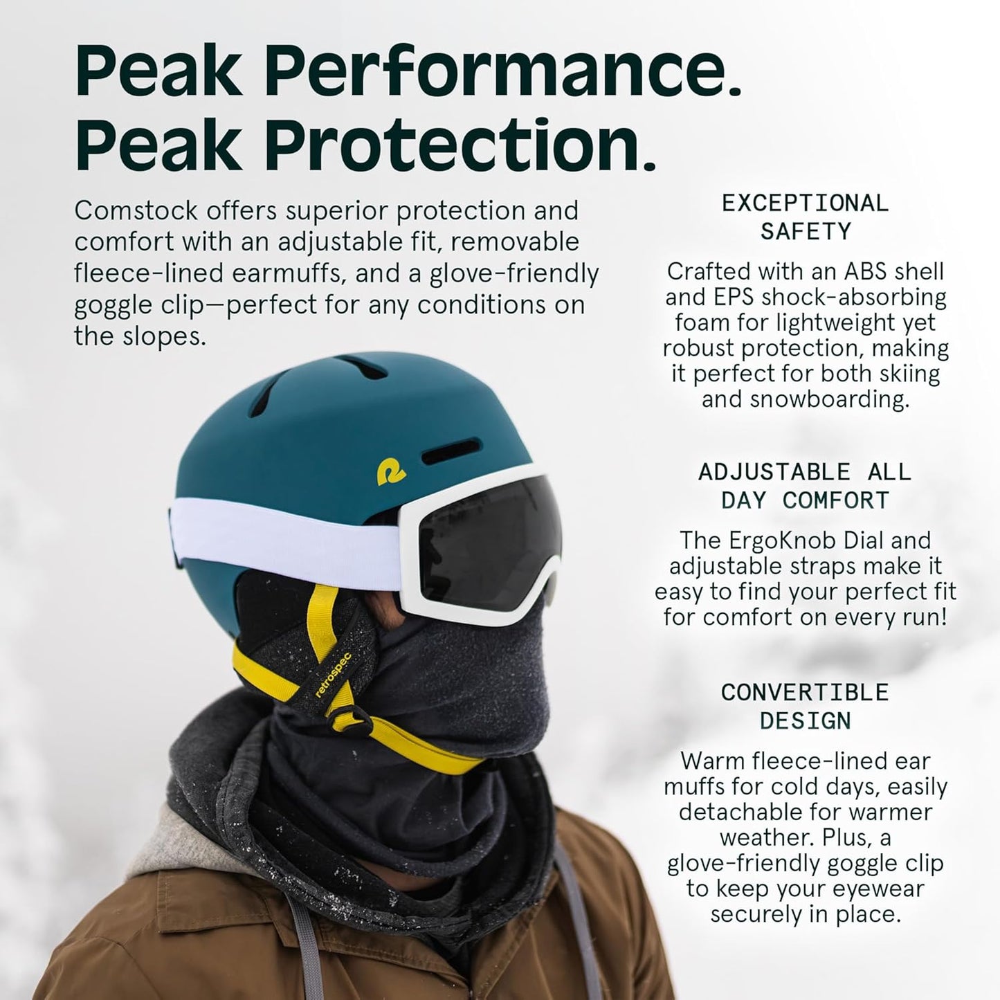 Retrospec Comstock Ski Helmet - Adjustable Snowboard Helmet with Protective Shell & Breathable Vents for All Ages