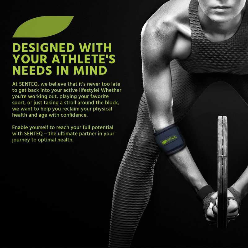 SENTEQ Tennis Elbow Brace: Arm Band for Tennis Elbow, Golfer Elbow and Forearm Support, Neoprene Wraps and Strap, Braces for Men and Women (Blue)