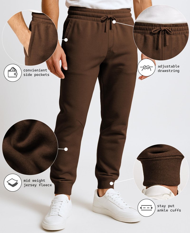 AMERICAN HEAVEN Men's Fleece Jogger | 3 Pocket All Season Athletic Workout Sweat Pants Chocolate Brown