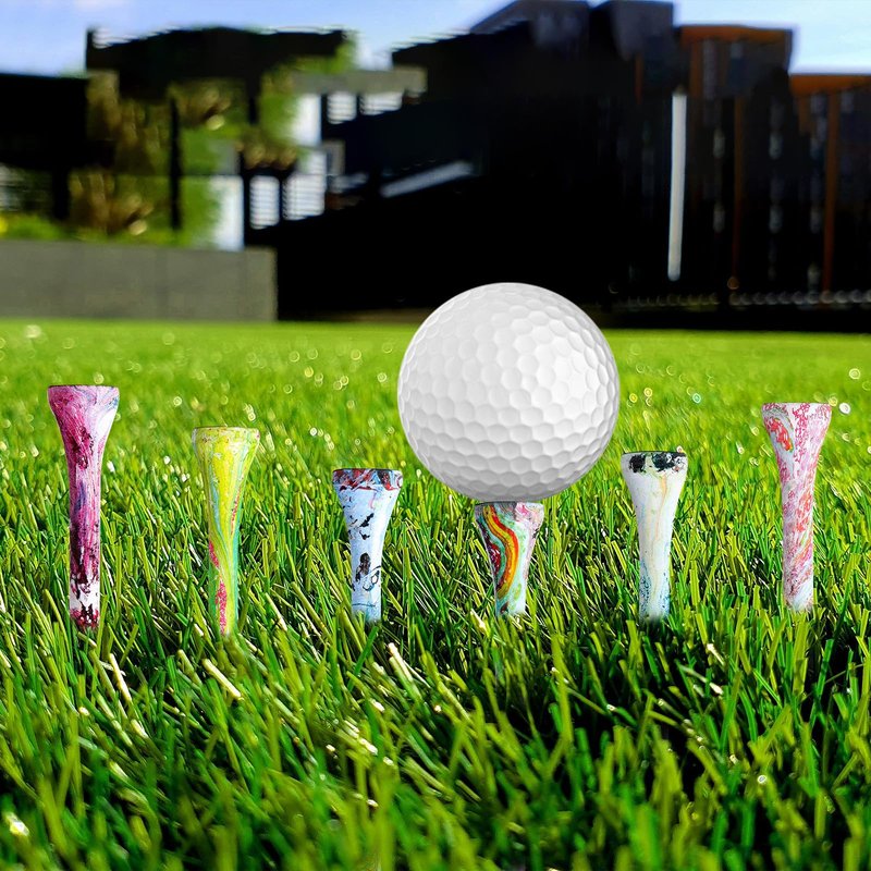 ELIUNG Wood Golf Tees 3-1/4 inch, Wooden Mixed-Color Golf Tees with Big Cup, 50Pcs Unbreakable Golf Tee Holder 83mm, Reduce Friction and Side Spin, Golf Tee Gifts