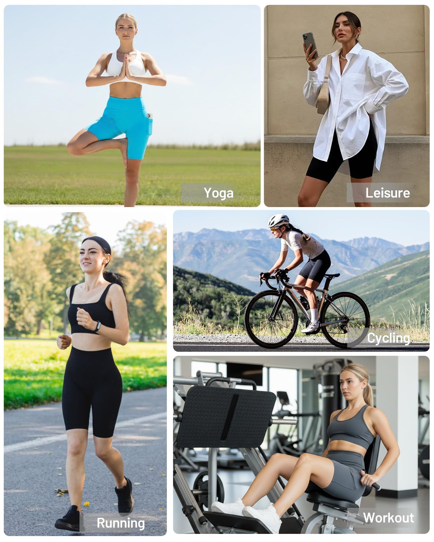 Moozava Biker Shorts with Pockets for Women 8" Spandex Shorts Women High Waist Athletic Compression Gym Workout Yoga Running Bike Black L