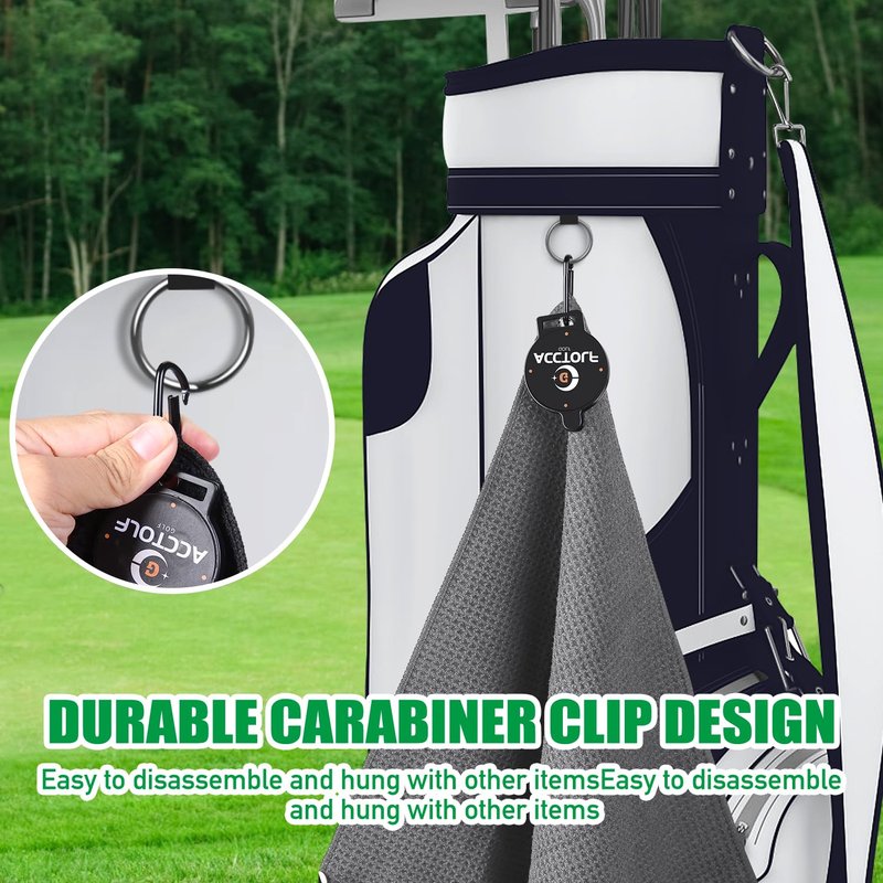 ACCTOLF Magnetic Golf Towel, 2Pcs Magnetic Clip for Golf Towel, Microfiber Golf Towels for Man/Women, Industrial Strength Magnet for Strong Hold to Golf Carts/Bags/Clubs