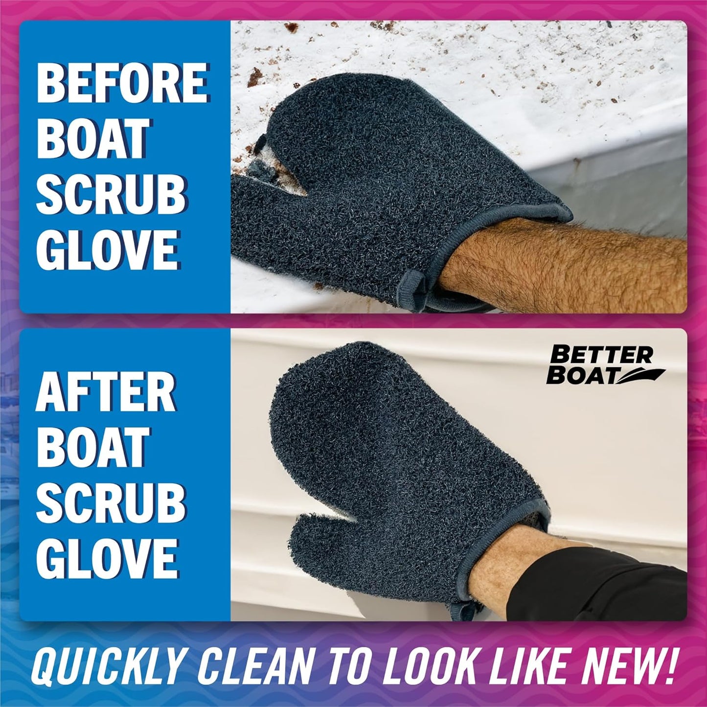 Skiennix Heavy-Duty Boat Scrubbing Brush Glove - Durable Deck & Hull Scrub Mitt for Marine Use