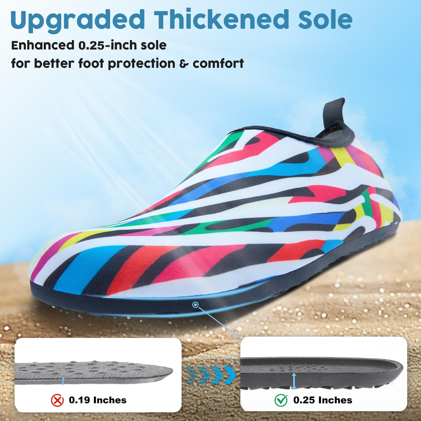 Men Women Water Shoes Quick-Dry Aqua Socks Barefoot Slip-on Summer Slippers for Beach Swim Sport Surf Yoga Exercise Color Wave