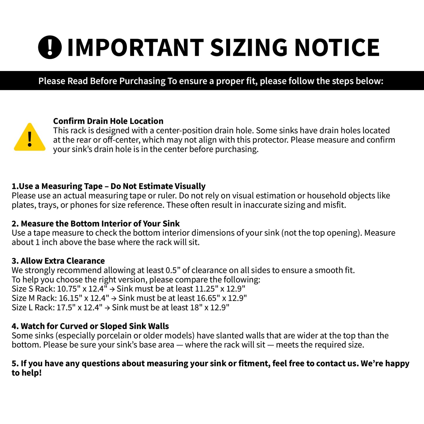 SunnyPoint 304 Stainless Steel Sink Protector Rack – Rust-Resistant Grid for Kitchen Sink Bottom, Scratch Prevention, Drainage Support, Fits Sinks 16.15" x 12.4", Center Drain Hole Required