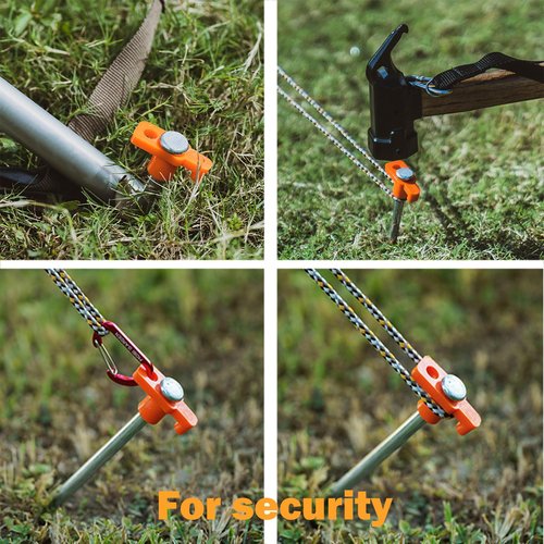 Nexboraque 20 Pack Tent Stakes - 9.75 Inch Galvanized Non-Rust Ground Stakes Heavy Duty Canopy Anchors Metal Tent Pegs for Camping, Garden, Hiking, Orange