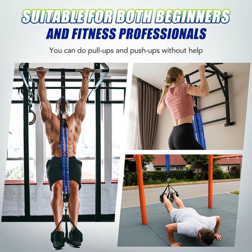**ALongSong Pull Up Assistance Bands - Upgraded Heavy Duty Resistance Bands with Foot Support Pedal | 80Lbs Adjustable Weight for Home Gym Strength Training**