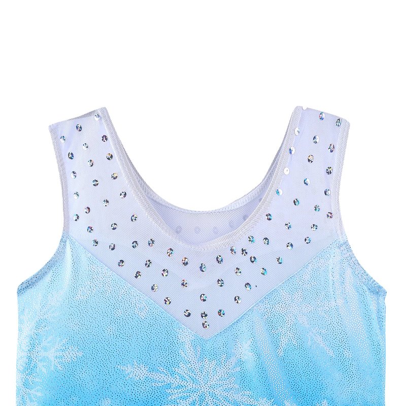 BAOHULU Gymnastics Leotards for Girls Kids Sparkle Tank Biketards with Shorts Dance Outfit B169_BlueSnowflake_110