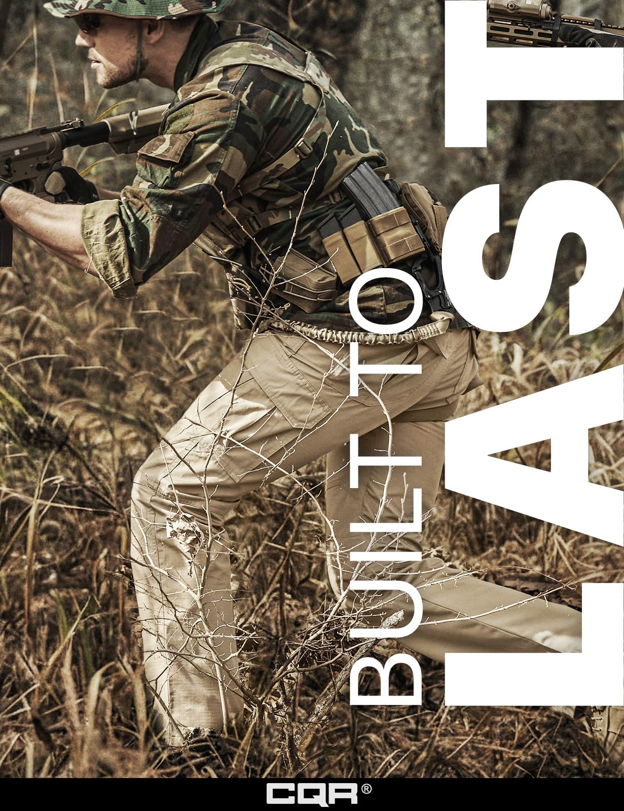 CQR Men's Tactical Pants, Water Resistant Ripstop Cargo Pants, Lightweight EDC Work Hiking Pants, Outdoor Apparel, Raider Khaki, 44W x 30L