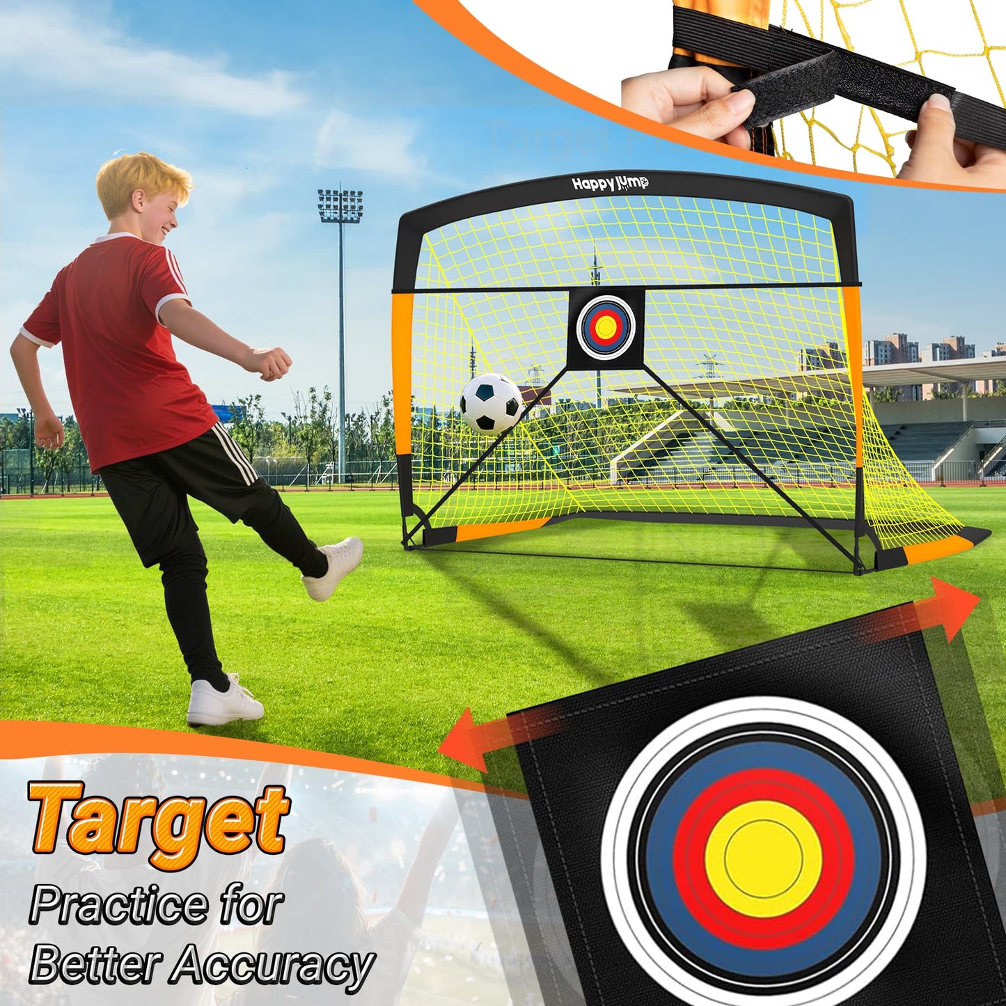 Happy Jump Kids Backyard Soccer Goals 7x5 & 5x3.6 FT, Portable Outdoor Play