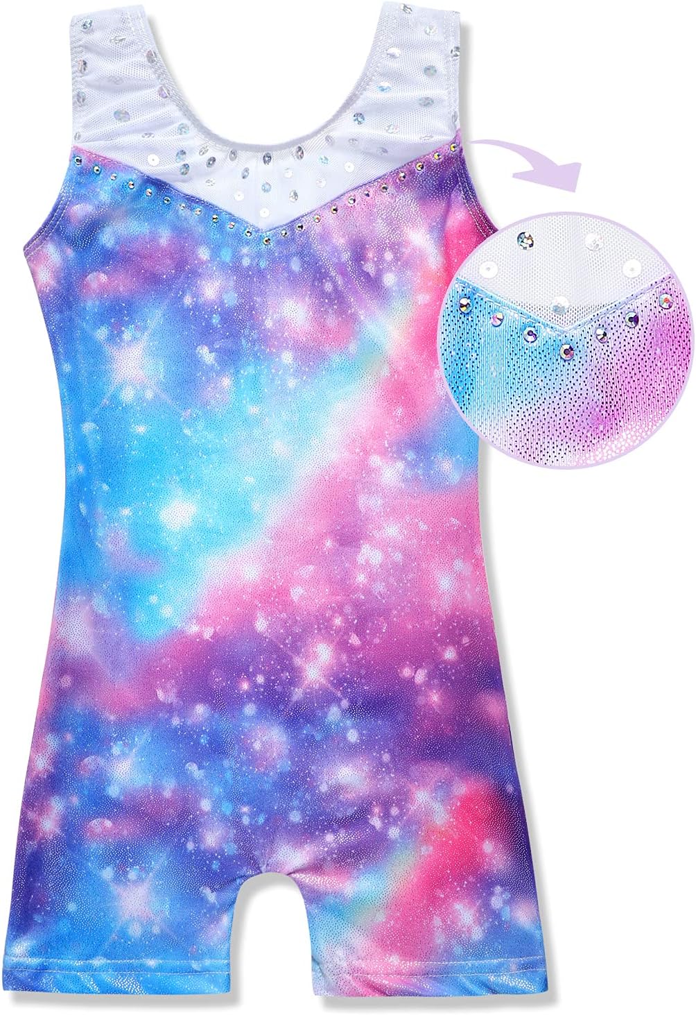 Skiennix Girls' Gymnastics Leotard - Shiny Rainbow Mermaid Unicorn Design | Toddler Size