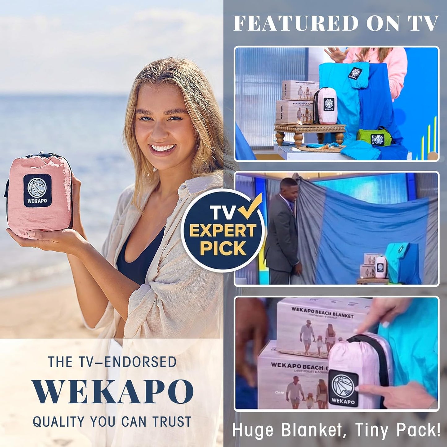 WEKAPO Beach Blanket - Extra Large Sandproof & Waterproof Mat | Quick-Drying, Compact Design for Vacation & Camping