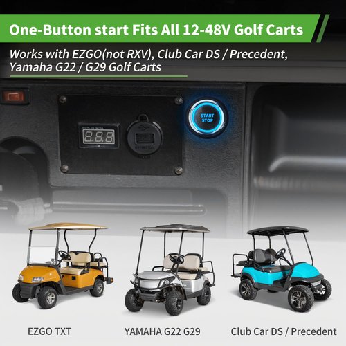 10L0L Golf Cart Keyless Ignition Switch with Remote Control for Yamaha G22 / G29, EZGO TXT, Club Car DS/Precedent 20-80V Electric Golf Carts
