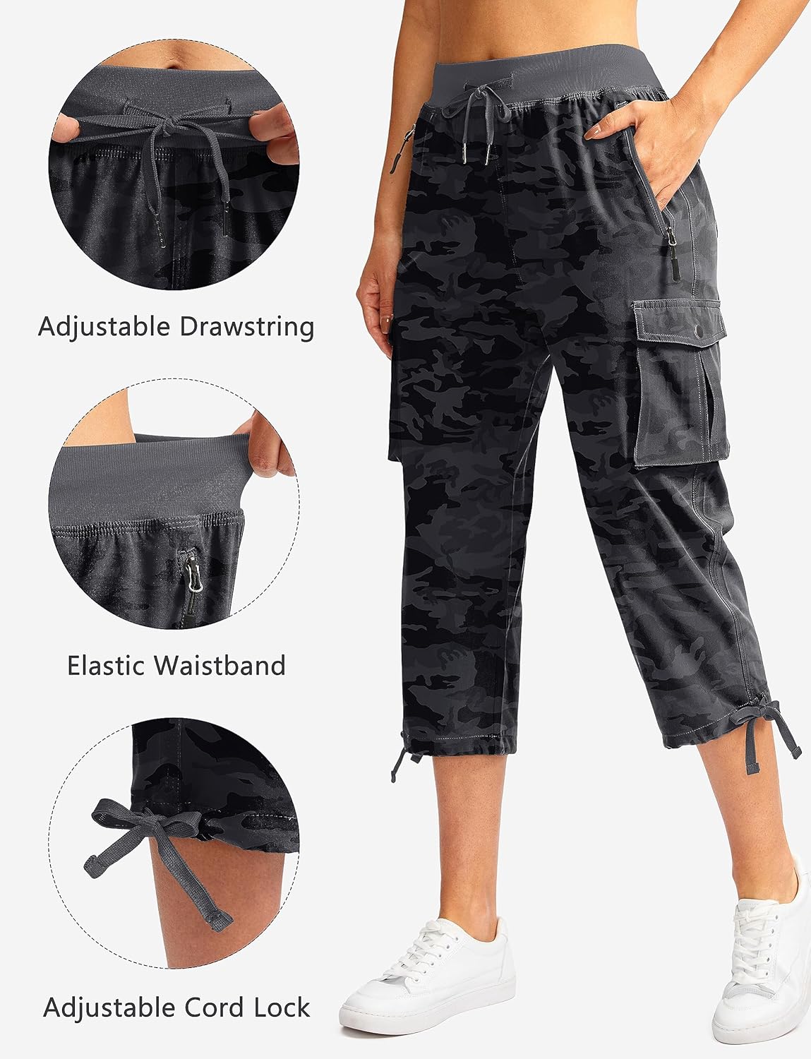 Soothfeel Women's Cargo Capris Pants - Lightweight Quick-Dry Travel & Hiking | 6 Pockets, Casual Summer Wear