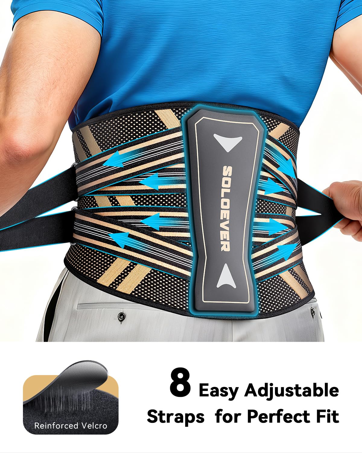 Ultra Breathable Back Brace for Lower Back Pain Relief,[Medical Grade & Copper Infused] Lumbar Support Belt with Bionic Support System, Adjustable Back Support Brace for Sciatica,Herniated Disc,Men&Women(Large)