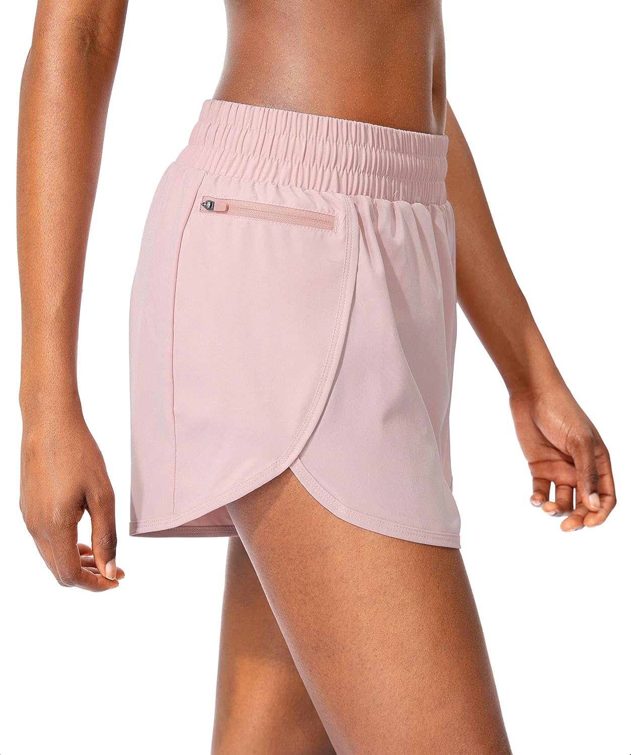 Soothfeel Women's High Waisted Running Shorts - Zipper Pockets & Liner for Gym Workouts