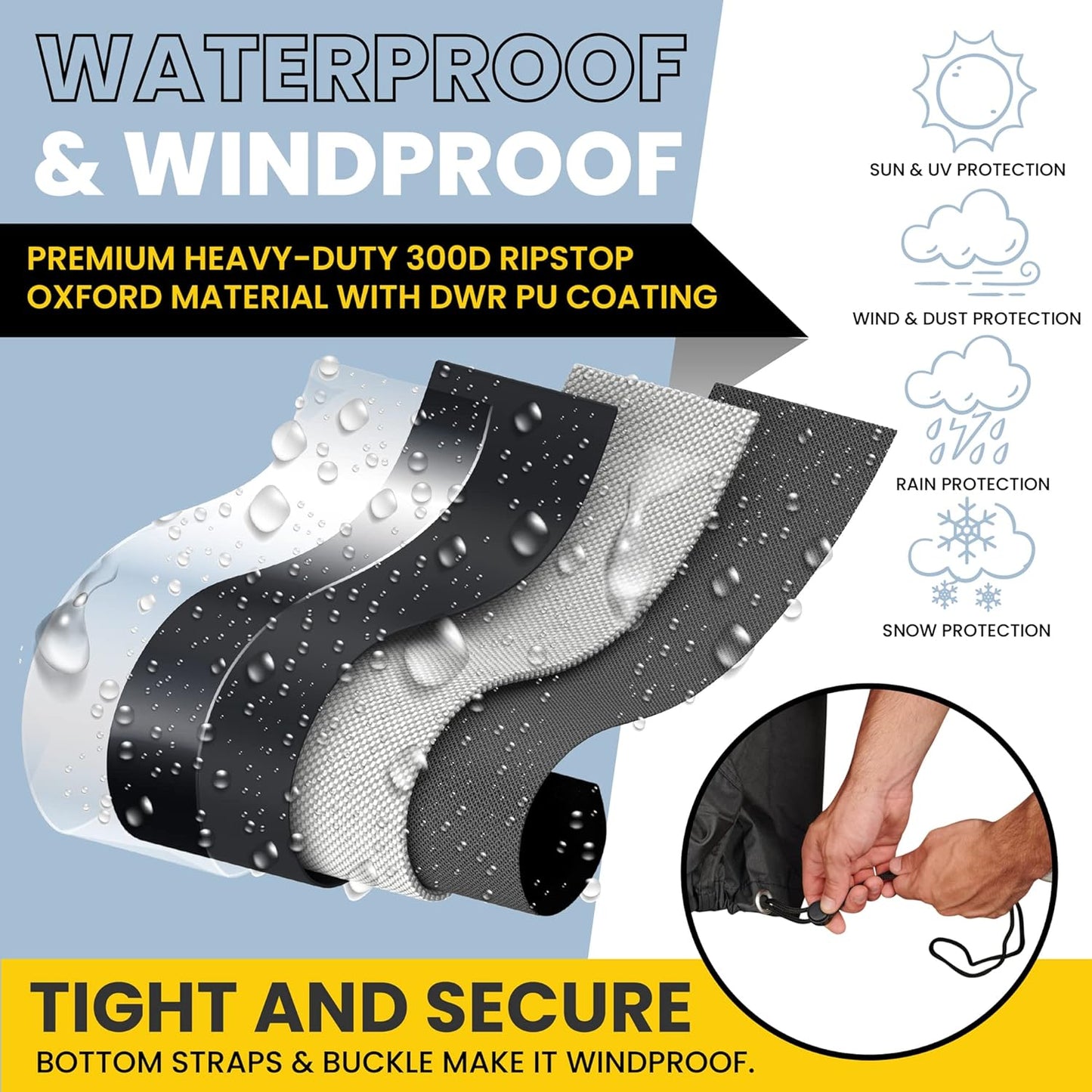 Skiennix Waterproof Bicycle Cover - Heavy Duty Ripstop Fabric for 1 or 2 Bikes | Anti-Theft Lock Holes for Rain & Snow