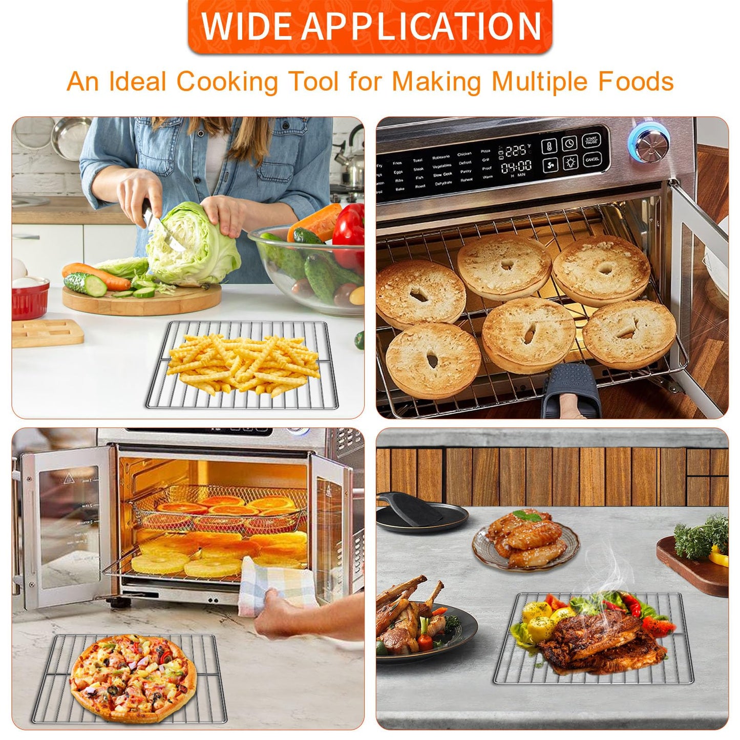 GWY Air Fryer Wire Rack for Emeril Lagasse 26 QT Extra Large Air Fryer, 12.5''*11.5'' Stainless Steel Air Fryer Replacement Parts Accessories Roasting Steamer Grill Racks