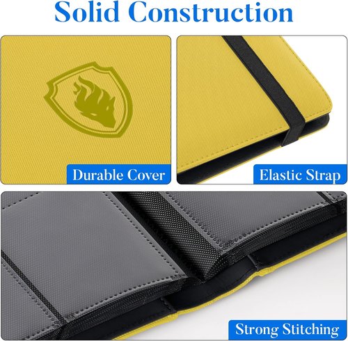 Fabmaker Premium 9-Pocket Card Binder - Sturdy Trading Card Album for 360 Cards | Yellow