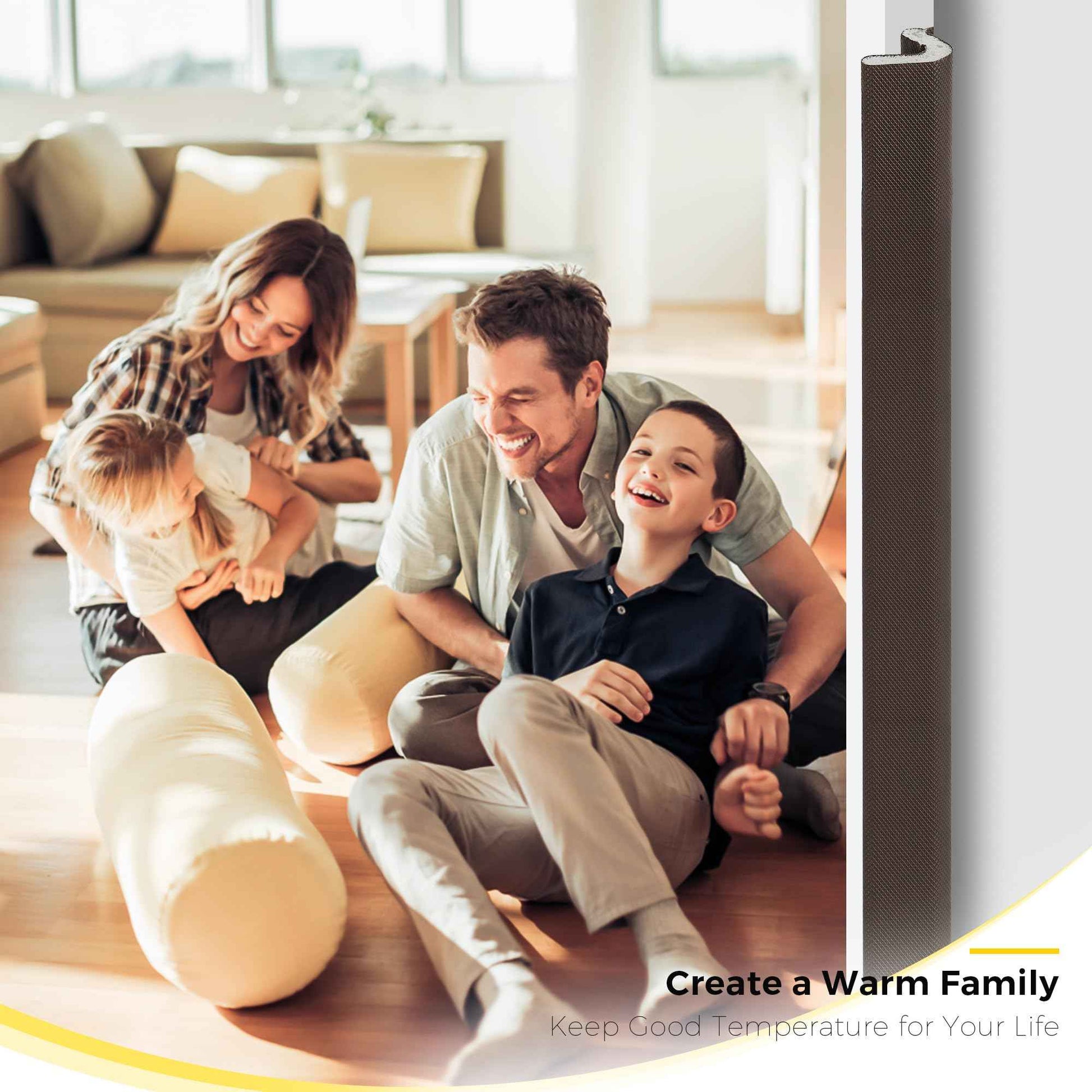 Weather Stripping Door Seal Strip Soundproof Q Foam Weather Stripping for Door Frame, Exterior Door Weather Stripping for Large Gap, Easy to Install（Brown, 21FT