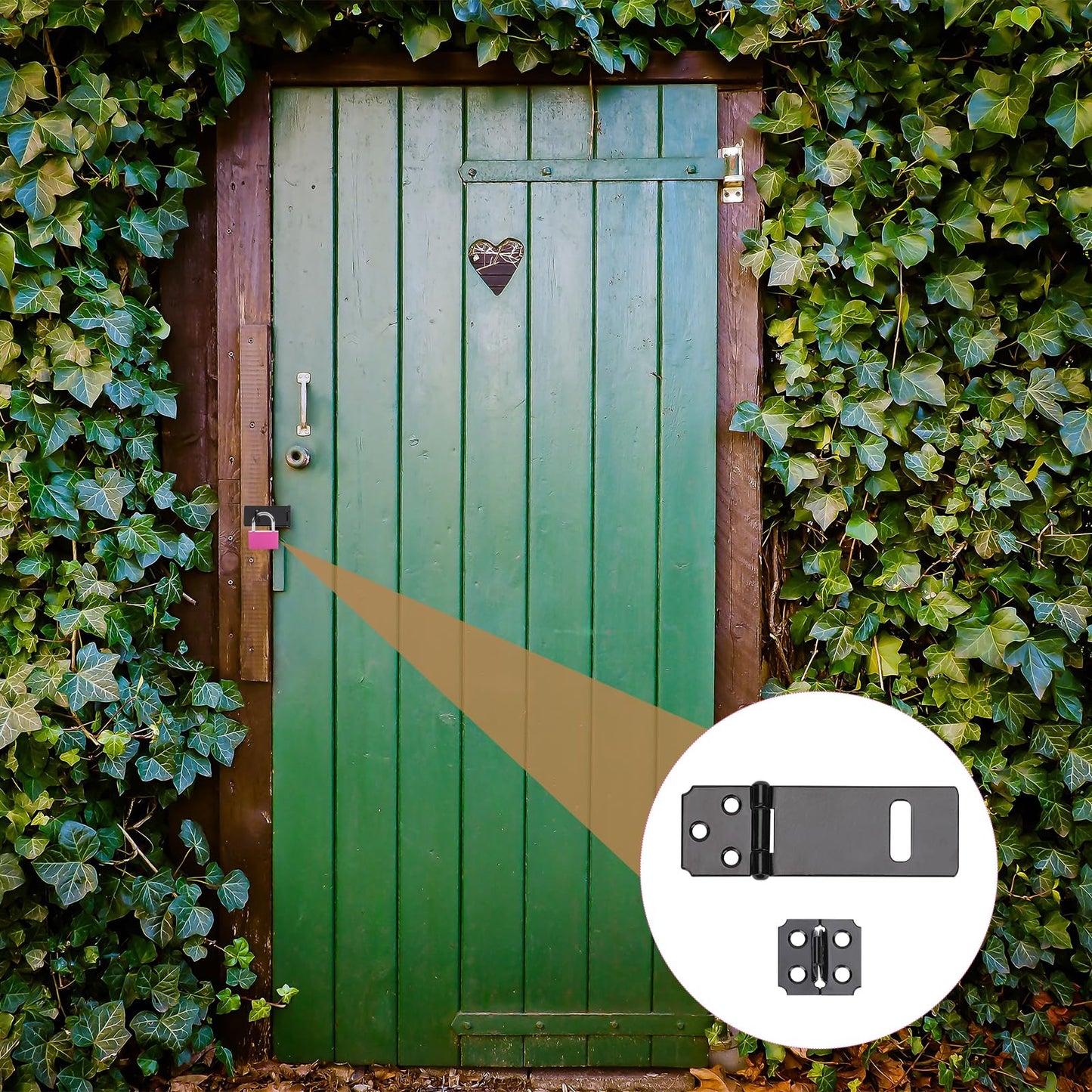 4Inch Lock Hasp Latch, 4 Pack Black Hasp Latch Padlock Hasp Cabinet Latch Hardware Door Slide Latch Safety Packlock Clasp Gate Locks for Wooden Fence, Pet Cage, Cabinet, Window, Garden, Yard