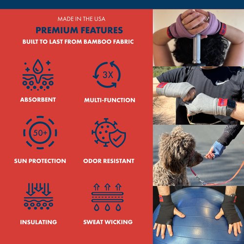 FLIPMITS Fingerless 3-in-1 Performance Gloves | Running, Hiking, Gym Workouts, Cycling, Yoga, Pilates, Driving, Sewing, Video Games, Sweat Wicking, Insulating (Plum Lucky, Small)