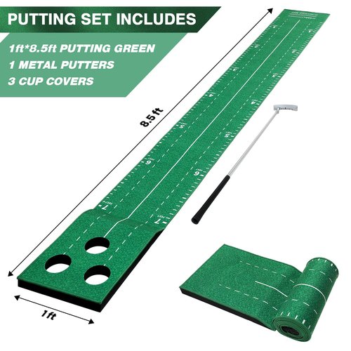 Wekin Indoor Putting Green Game Set, Golf Putting Game with Metal Putter & Golf Balls, Golf Putting Mat Training Aid for Backyard,Party,Office