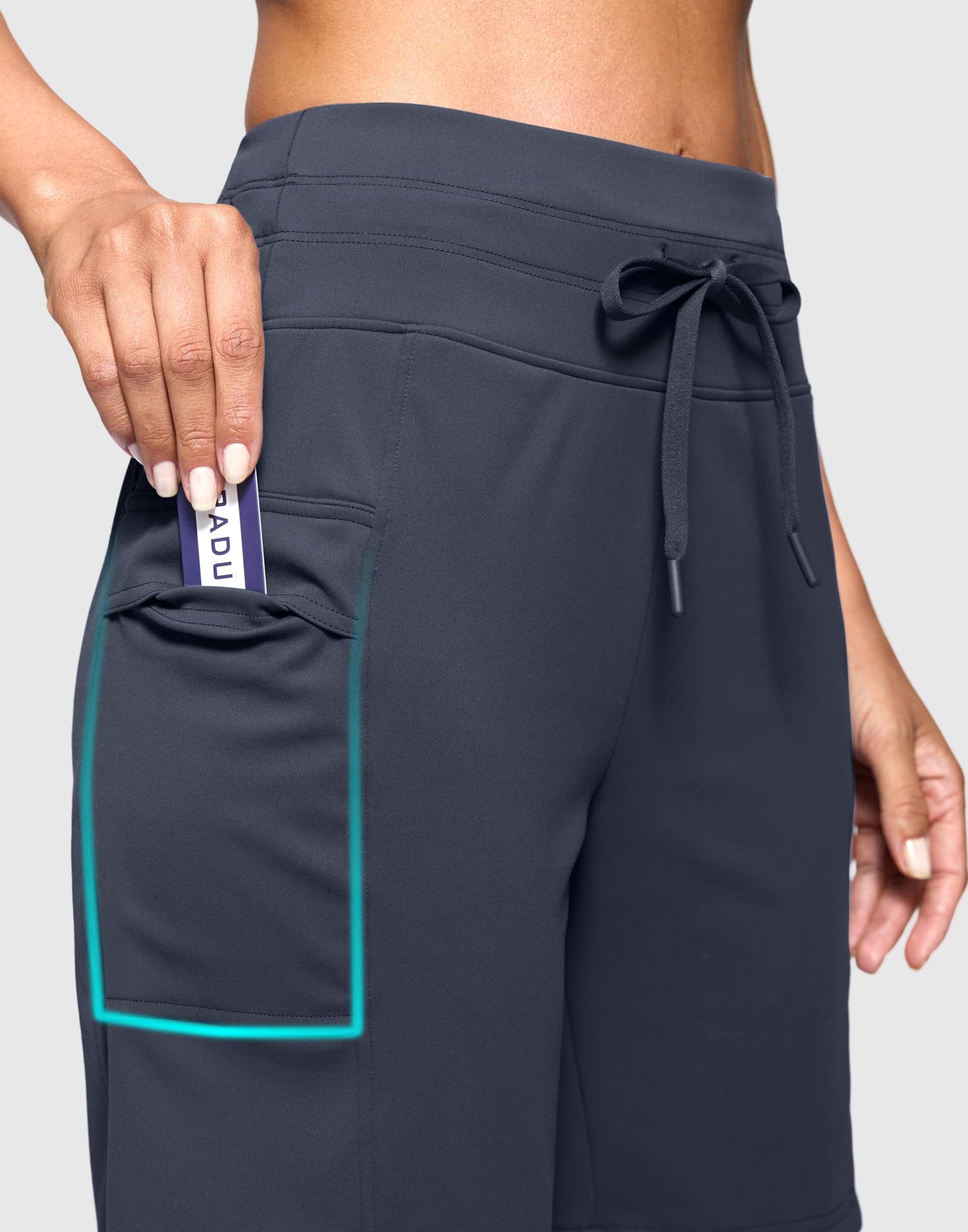 G Gradual Women's 7" Athletic Hiking Long Shorts with Side Pockets High Waisted Stretchy Bermuda Shorts for Women Workout Casual (Dusty Blue, XL)