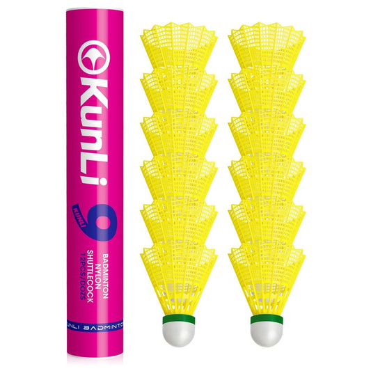 kunli Badminton Birdies 12 PCS, Nylon Badminton Shuttlecocks with Stability Durability for Baseball Batting Practice Training, Medium Or High Speed Birdie Balls (Fast (Suitable for ＜13℃))