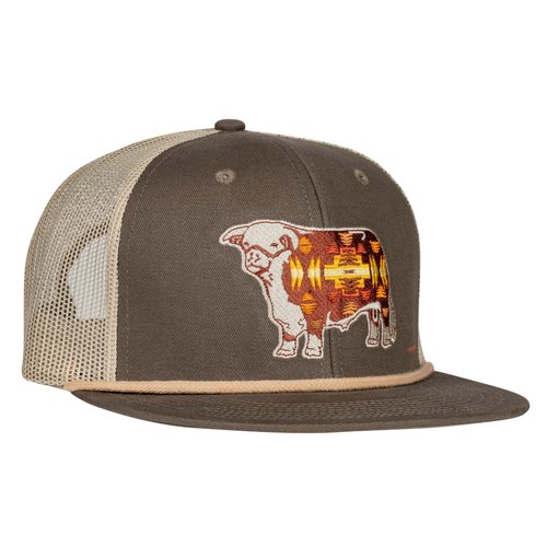 Lazy J Ranch Olive & Tan Apache Hereford Bull Classic Trucker Rope Hat - Lazy J Ranch Hats Adjustable Unisex Country Hats, Vintage Trucker Hat, Rope Hat