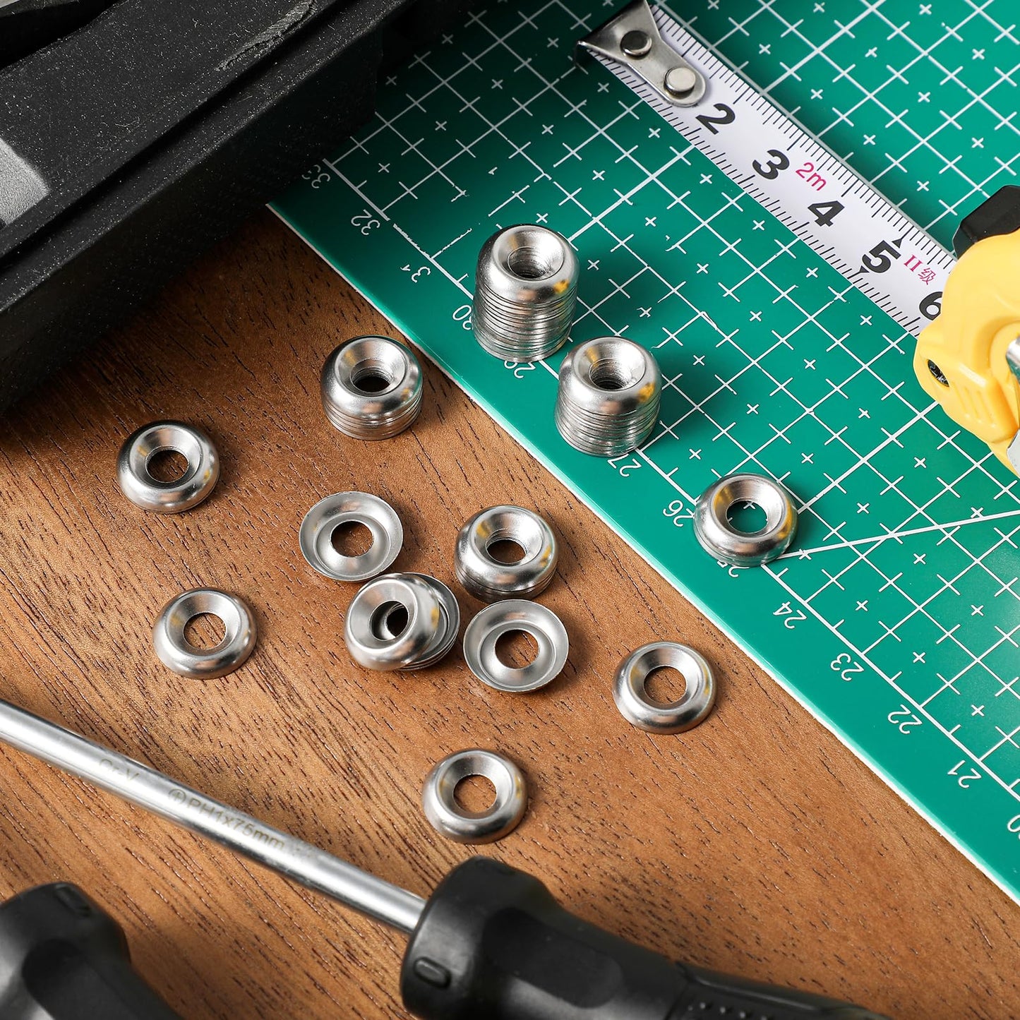 Yaocom 200 Qty #8 Countersunk Finish Washers 304 Stainless Steel Finishing Washers Cup, Silver