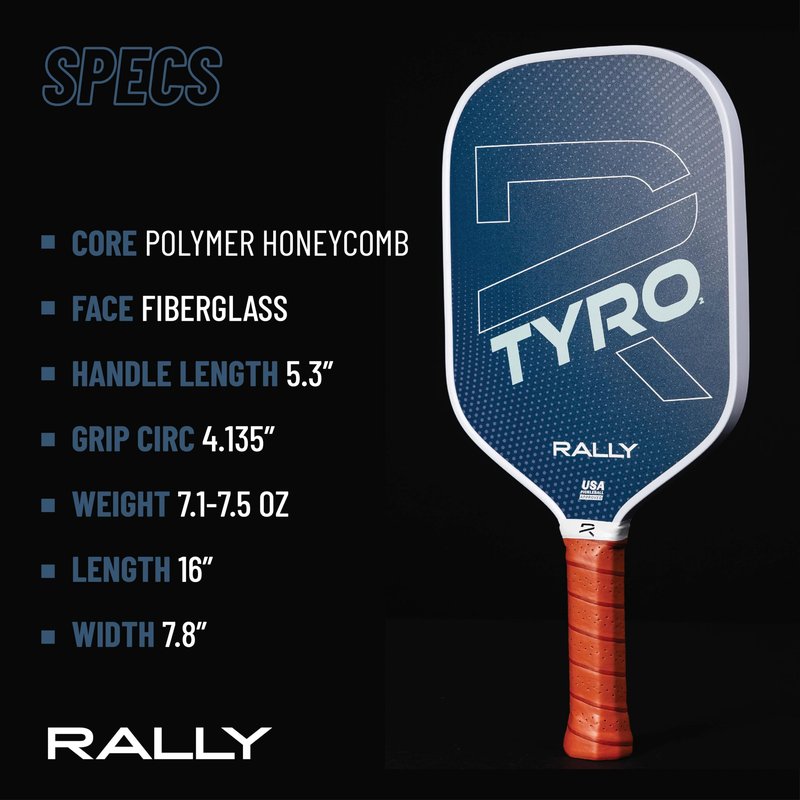 Rally Tyro 2 Pickleball Paddle – Lightweight 7.0-7.5 oz, Durable Polymer Core, Composite Face, 5" Handle for Extra Grip – Great for Beginners - USAPA Approved