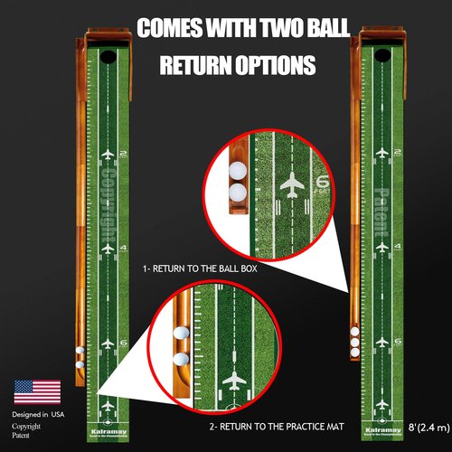 Kalramay Putting Green Indoor Golf Putting Mat – Easy to Assemble with Automatic Ball Return, Wrinkle-Free Close to Real Green Speed, Suitable for Office, Recreation Room, Patio