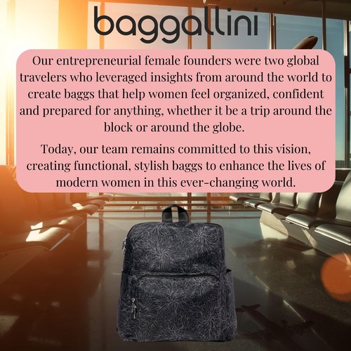 Baggallini Women's Carryall Packable Backpack, Midnight Blossom