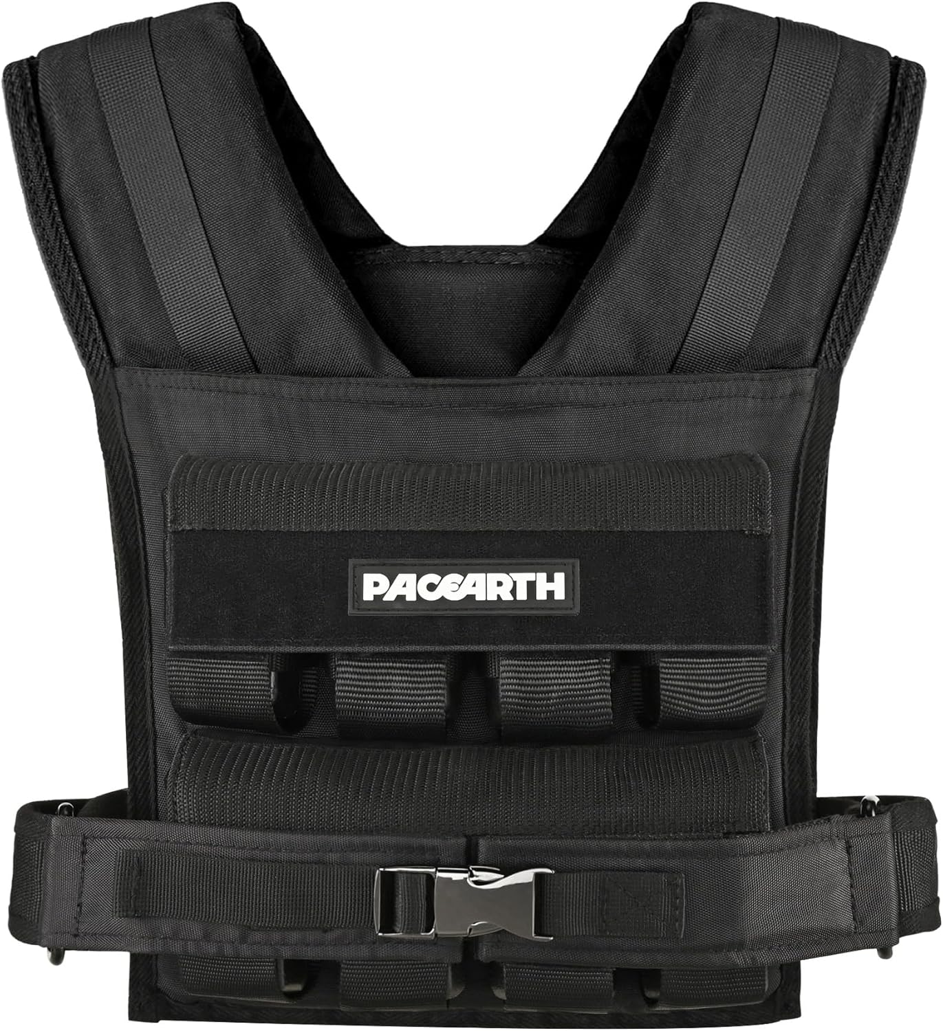 PACEARTH Adjustable Weighted Vest - 20lb to 44lb for Strength Training, CrossFit & Running | Black